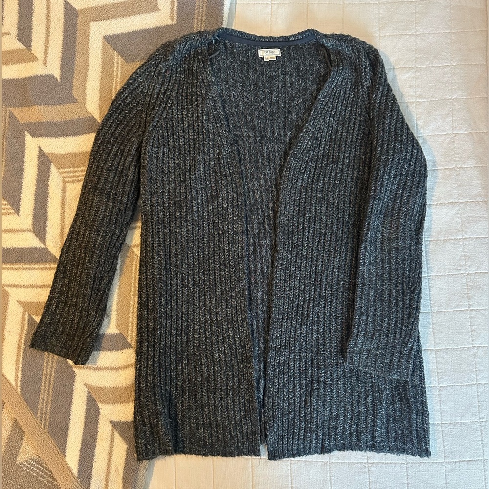 FATFACE Gray Open-Front Women's Chunky Cable Knit Sweater